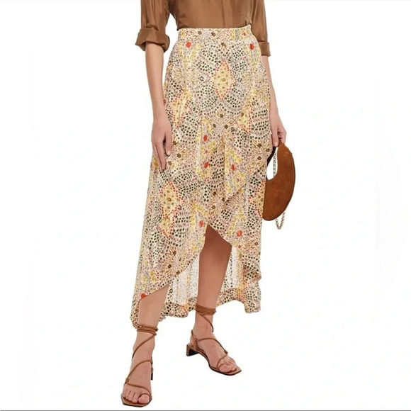 Ba&sh jupe hall floral satin asymmetrical midi skirt - Picture 2 of 12